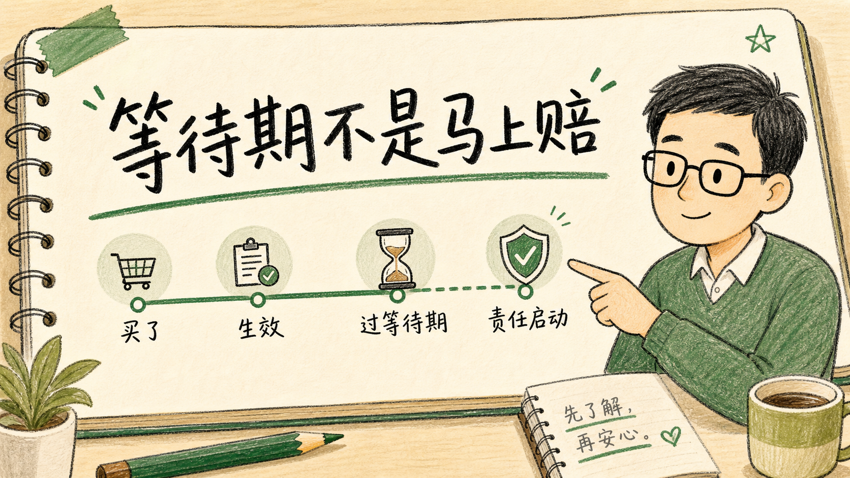 保险等待期不是马上赔，先看买了生效过等待期和责任启动