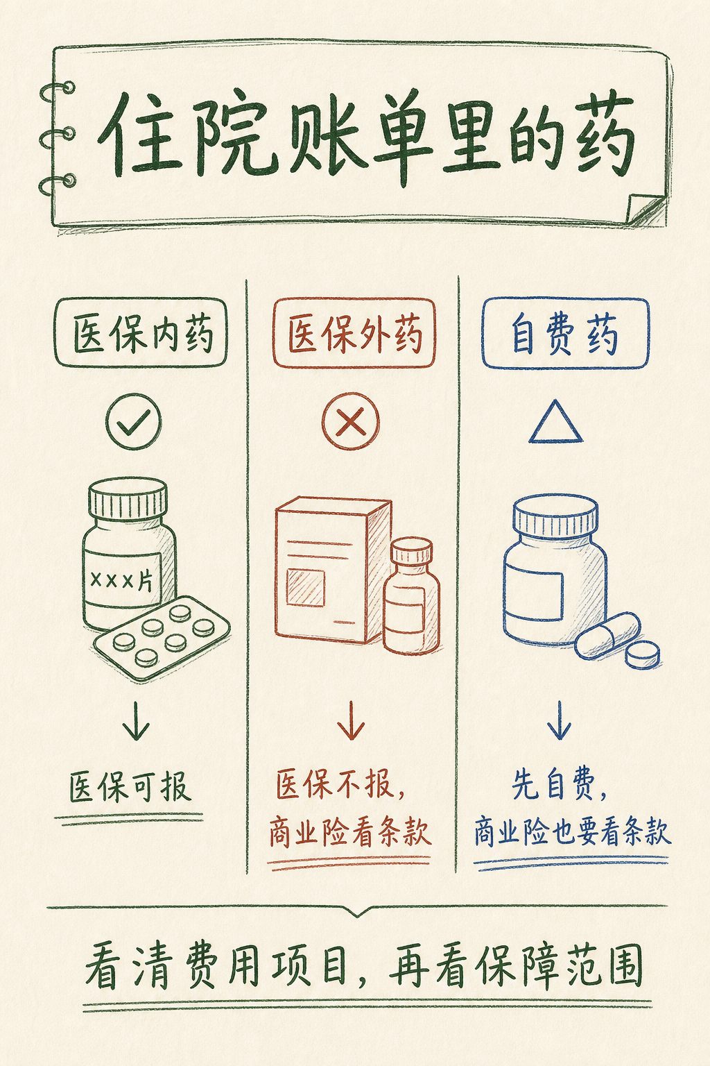 宝宝住院账单里医保内药、医保外药和自费药的区别