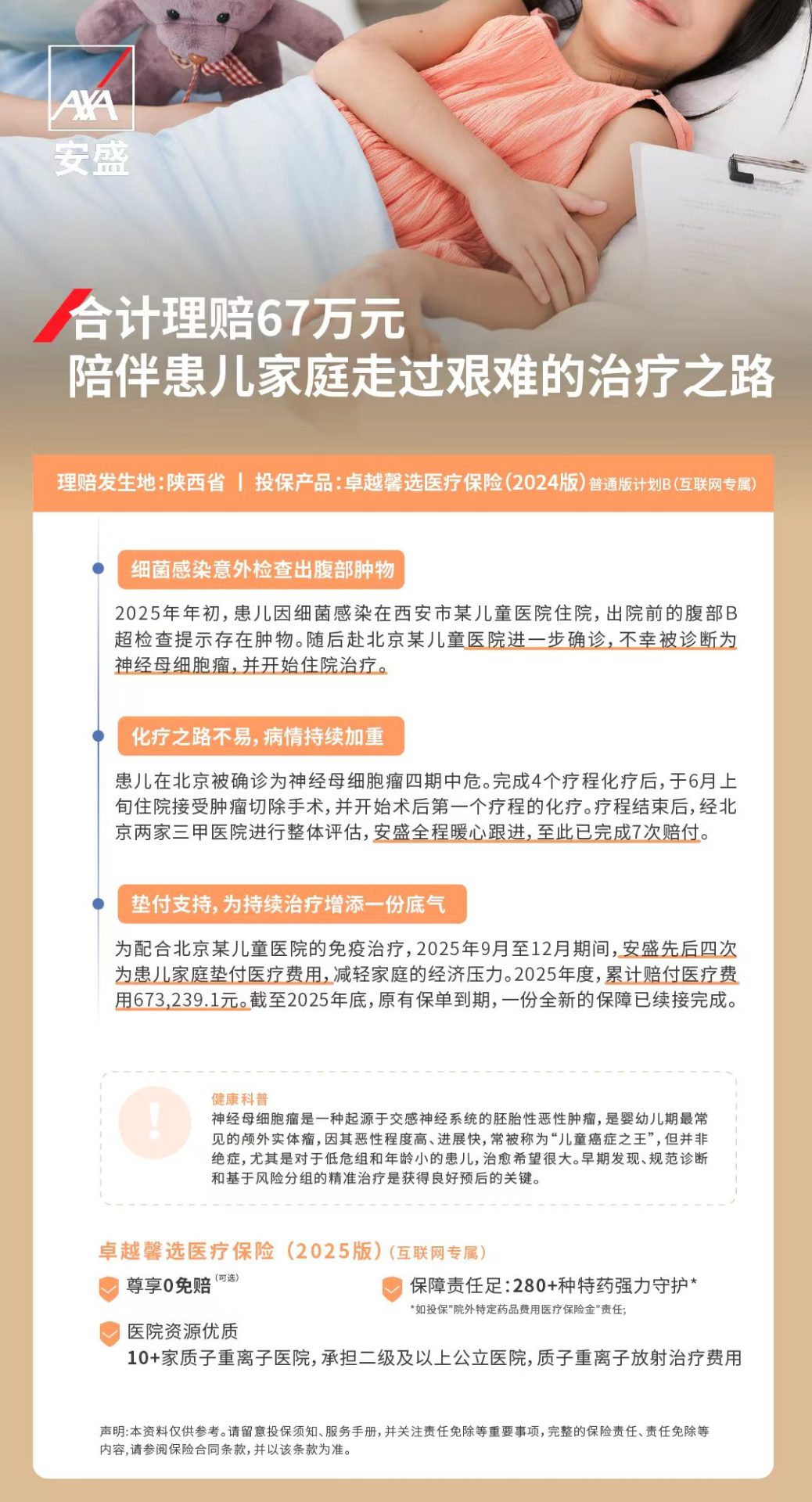 神经母细胞瘤患儿医疗险累计理赔67.3万元的案例说明
