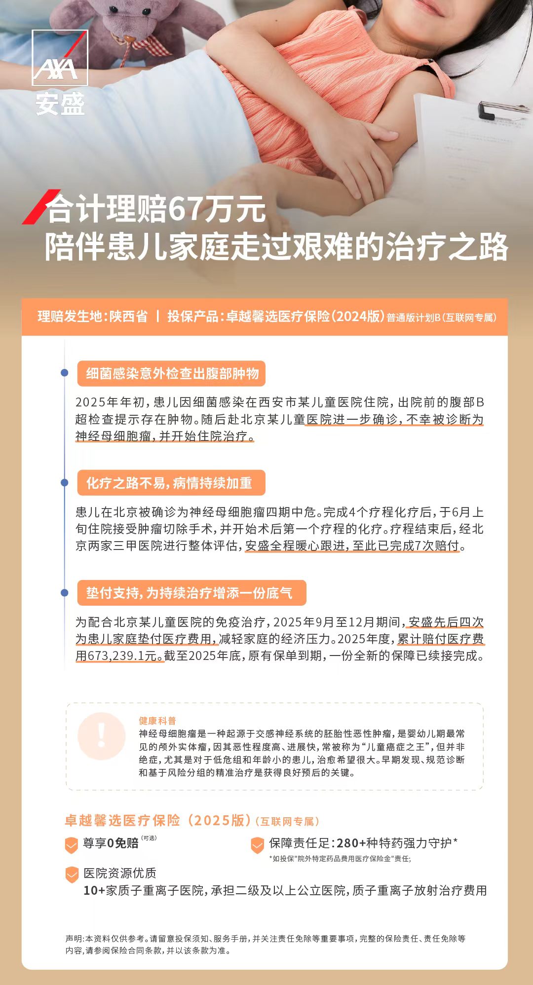 神经母细胞瘤患儿医疗险累计理赔67.3万元的案例说明